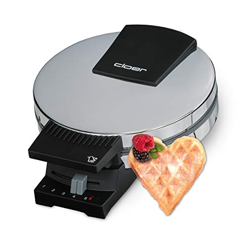 Cloer 185 Wafelijautomaat voor takachtige wafels, 930 W, wafelgrootte 16 cm, zware bakplaten, optische en akoestische afwerking van de afwerking, roestvrij staal, zwart, zilver