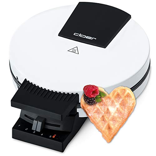 Cloer 120 wafelijzer voor klassieke wafels in XXL-formaat, wafelgrootte 19,5 cm, 1200 watt, bakamp, staal, wit