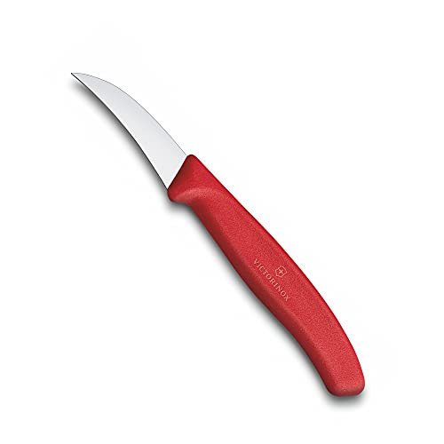 Victorinox Keukenmes, voor groenten, 6 cm, antislip handvat, gebogen lemmet, roestvrij staal, vaatwasmachinebestendig, rood