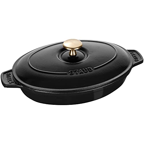 Staub 40509-582-0 ovenschaal, ovaal 23 x 17 cm, 1 l met mat zwart emaille aan de binnenkant van de ovenschaal, zwart