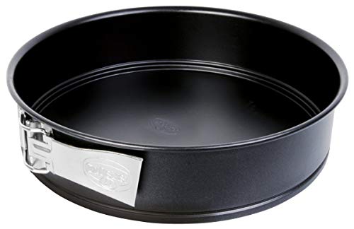 Dr. Oetker Springvorm Ø 24 cm, bakvorm met platte bodem, ronde cakevorm van staal met antiaanbaklaag (kleur: zwart), hoeveelheid: 1 stuk