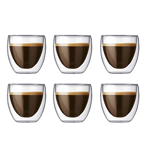 Bodum 4557-10-12 Pavina glazenset, dubbelwandig, geïsoleerd, 6-delig, 0,08 l, transparant