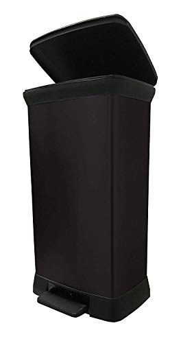 Curver Deco Bin Afvalemmer, Kunststof, Zwart/Metallic, 50 L