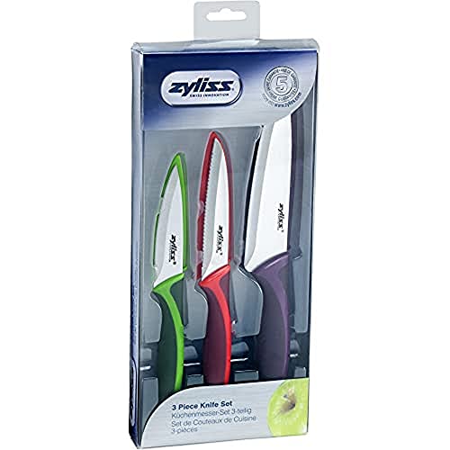 Zyliss keukenmessenset, TPE, PP, SS, groen/rood/paars/roestvrij staal, 31 x 13,5 x 3 cm