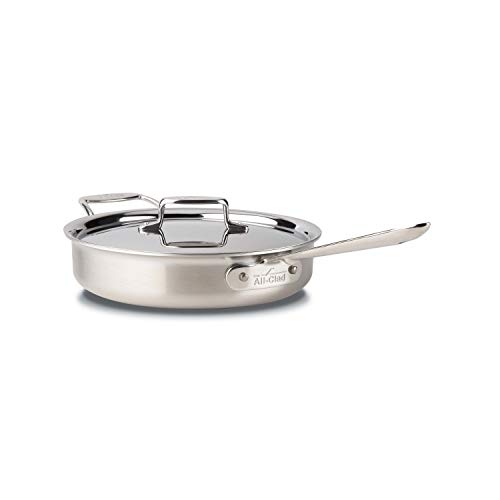 All-Clad BD55403 D5 geborsteld 18/10 roestvrij staal 5-laags gebonden vaatwasser veilige pan met deksel kookgerei, 3-kwart, zilver