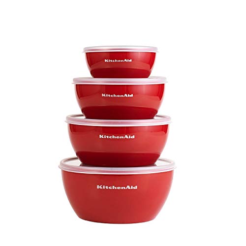 KitchenAid KC176BXERA Prep Bowls met Deksels, Set van 4, Rood