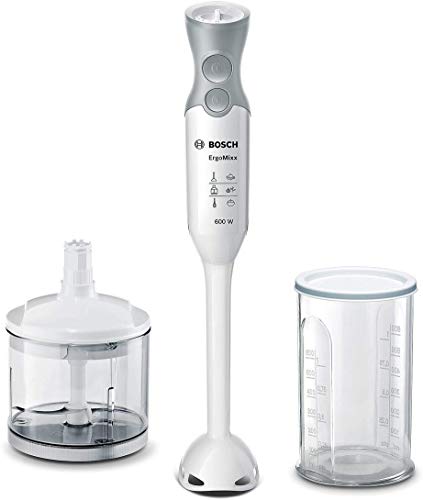 Bosch MSM66020 ergonomische staafmixer met accessoires, kunststof mixvoet met QuattroBlade, 600 Watt