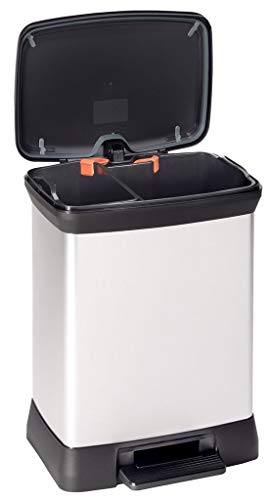 Curver Deco Bin afvalemmer, kunststof, zwart/zilver metallic, 30 L