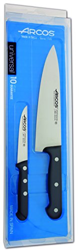 Arcos Serie Universal - keukenmessen set 2 stuks - lemmet nitrum roestvrij staal - handvat polyoxymetholen (POM) kleur zwart