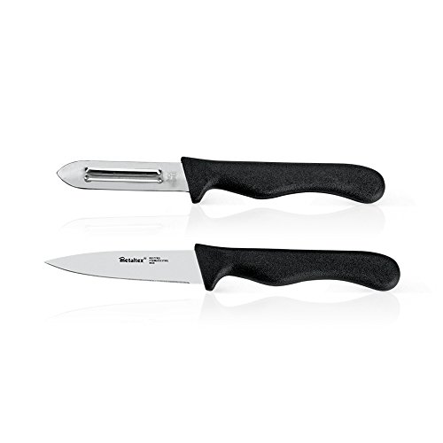Metaltex 258131 Set Basic keukenmessen en dunschiller van roestvrij staal