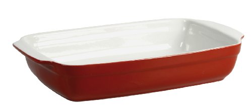Crealys 512730 Rechthoekige ovenschaal met keramische handgrepen, 31 x 18,5 x 5,5 cm, framboos kleuren