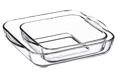 Borcam 1690037 ovenschaal, vierkant, glas, transparant, 31,5 x 28 x 6 cm, 2 stuks