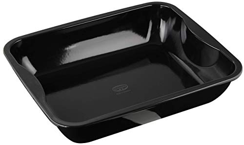 Dr. Oetker grote braadpan en keramiek ovenschaal met superieure anti-aanbaklaag en emaille-coating, rechthoekige bakvorm uit staal met een hoge rand voor braden en lasagne (Kleur: zwart), Aantal: 1
