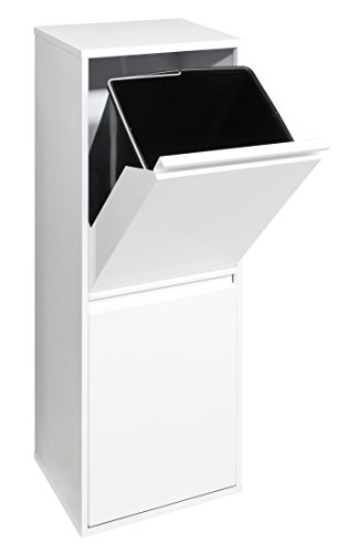 Arregui Basic Recycling afvalemmer/vuilnisemmer van staal, afvalscheidingssysteem met 2 uitneembare binnenemmers van kunststof met handvat 2 x 17 l (34 l), wit, 90,5 x 30,5 x 24,5 cm