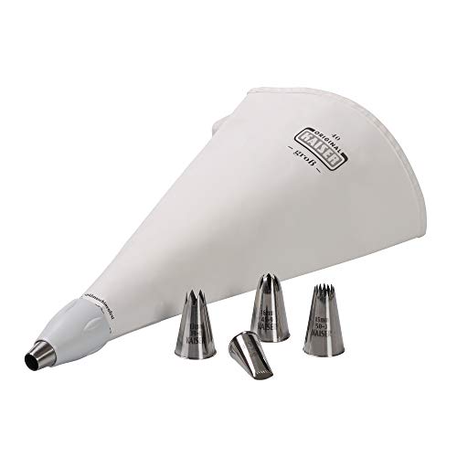 Kaiser La Forme Plus spuitzakken, 7-delig, herbruikbare spuitzak groot met spuitmonden, adapter, 5 spuitmonden, kookbestendig, snijhulplijn