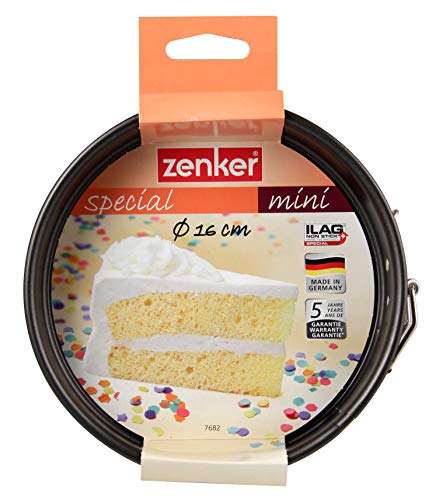 Zenker 7682 springvorm Ø 16 cm SPECIAL - MINI, kleine bakvorm met platte bodem van plaatstaal, ronde cakevorm met antiaanbaklaag (kleur: zwart), hoeveelheid: 1 stuk