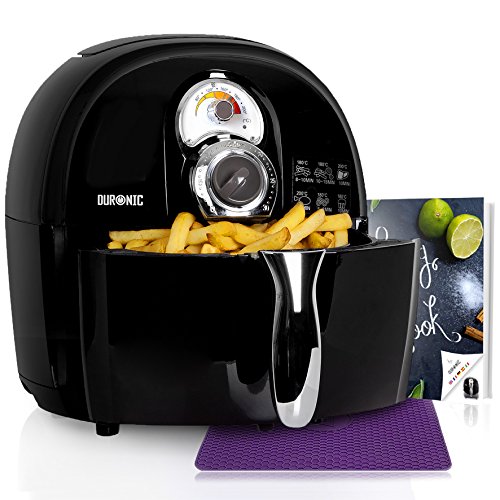 Duronic AF1 Airfryer | 1500 W Heteluchtfriteuse | 2,2 liter Mand | Verstelbare Temperatuur 80°C - 200°C | Gezond Vetvrij Frituren Grillen Bakken | Gratis Receptenboek | Mini Oven