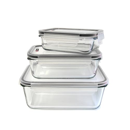 COOK CONCEPT - KB5667 - Plat Récipients Pyrex Verre Four Couvercle Clips Fermeture Boite Conservation Alimentaire Résistante