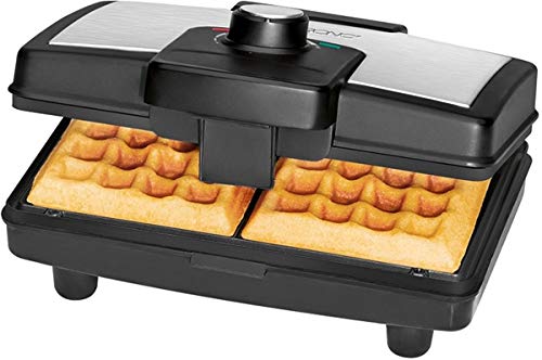 Clatronic WA 3606 wafelmachine voor Belgische wafels, 2 grote bakoppervlakken, roestvrijstalen inzetstuk, traploos regelbare bruiningsgraad