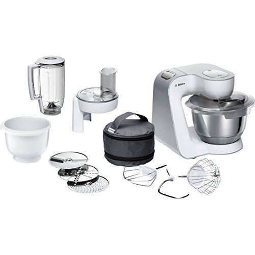 Bosch Mum58234 Keukenmachine, kleur wit, roestvrij staal, massief, mix)