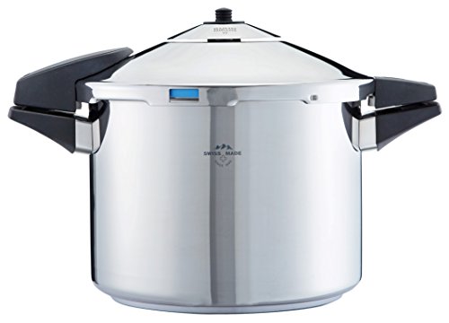 Kuhn Rikon snelkookpan/stoomkookpan Duromatic Comfort met bluetooth-functie zijgreepmodel, roestvrij staal, inductie modern 8 Liter/22 cm zilver