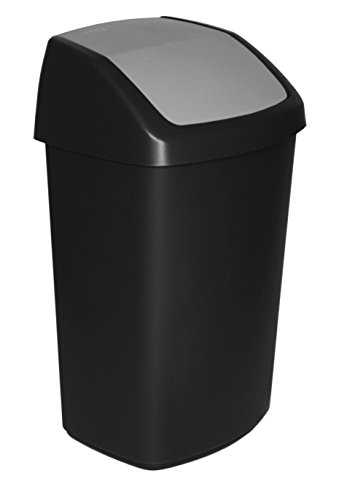 Curver afvalemmer Swing-Top 50 l in zwart/grijs, plastic, 35 x 25 x 10 cm
