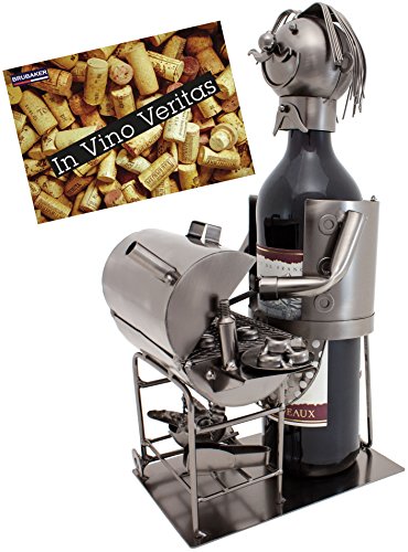 Brubaker Flessenhouder barbecue metalen sculptuur met cadeaukaart