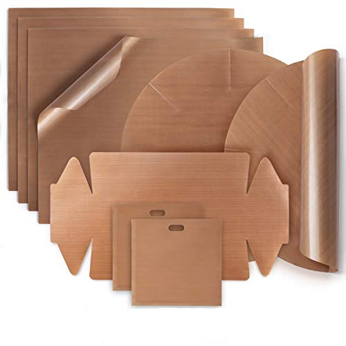 Amazy duurzame bakfolie (set van 9) - Het premium bakpapier - Herbruikbaar, hittebestendig, anti-aanbaklaag en vaatwasmachinebestendig (pak van 9 - 4 x vierkant, 2 x ronde springvormige pan, 1x doosvorm, 2x toastzak)