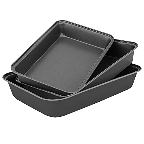 Abert Ovenschaal, antiaanbaklaag, koolstofstaal, set van 3 (grijs)