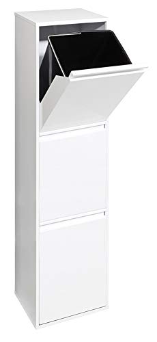 Arregui Basic CR301-B Recycling afvalemmer/vuilnisemmer van staal, afvalscheidingssysteem met 3 uitneembare binnenemmers van kunststof met handvat, 3 x 17 l (51 l), wit, 133,5 x 30,5 x 24,5 cm