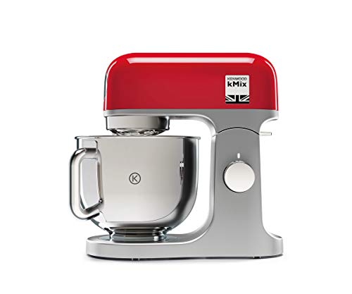 Kenwood KMX750RD Keukenmachine, Hoogwaardige metalen Behuizing, Hoogglans Gepolijste 5 Liter, Roestvrijstalen Kom met Handgreep, Planetair Roersysteem, Onderheffunctie, 1000 Watt, Rood