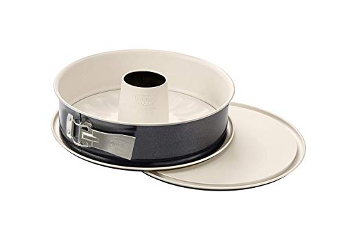 Dr. Oetker springvorm Ø 28 cm met platte en buisbodem, bakvorm met lekbescherming en ILAG anti-aanbaklaag (Kleur: crème/antraciet), Aantal: 1 stuk