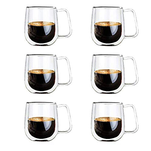 Vicloon dubbelwandige glazen mokken, kopjes van borosilicaatglas, voor thee, koffie, latte, cappuccino, espresso, bier, 250 ml