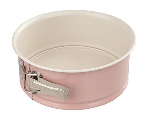 Dr. Oetker Springvorm met platte bodem, bakvorm met extra hoge rand uit de serie Modern Baking - Retro Design, ronde taartvorm antiaanbaklaag, roze/crème, hoeveelheid: 1 stuk, 18 cm