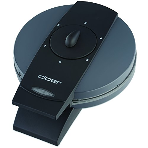 cloer 1625 wafelmachine voor klassieke hartjes-wafels, 930 W, wafelgrootte 15,5 cm, traploos instelbare bruiningsgraad, praktische standfunctie, grijs