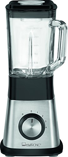 Clatronic UM 3644 roestvrijstalen blender met ice-crush-functie en 4-voudig roestvrij stalen mes, 1,5 liter glazen reservoir, 650 W