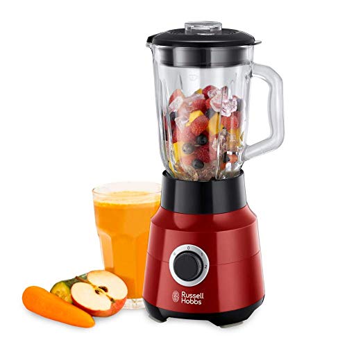 Russell Hobbs Desire Blender Rood (incl. Glazen Kan van 1,5L), 2 Snelheden, Puls-Ice-Crush-functie, Veilig Mixen, 24720-56