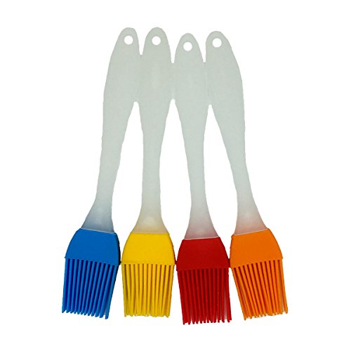 BINTI, grillpenseel, keuken, siliconen, bakpenseel & BBQ bakpenseel, verschillende lichte kleuren, best Kitchen Gadget (olieverfpenseel, verpakking van 4 stuks)