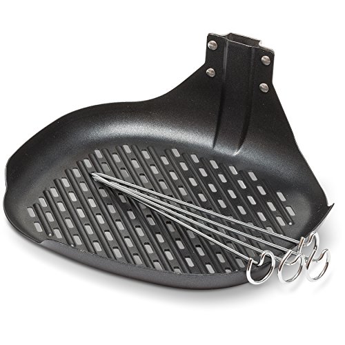 Philips Airfryer accessoireset Grillpan - Met grillpan - 4 spiesen - receptenboekje - Grillbodem met antiaanbaklaag - Vaatwasmachinebestendig - HD9941/00