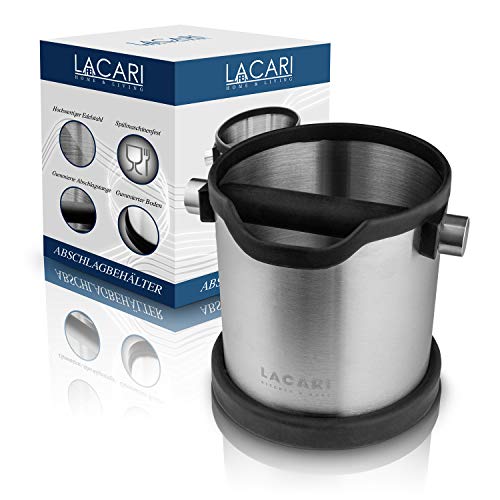 LACARI Koffietappertje | Espresso tap voor filterdrager machine van roestvrij staal | Robuuste tap voor filterdrager | Vaatwasmachinebestendig | Rubberen onderkant | Koffietap