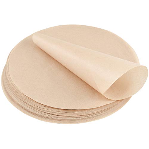 Irich 100 stuks rond houten bakpapier, antiaanbaklaag & vetdicht voor taarten, barbecues, grillen, pannen, bakken, hamburgerpers, dessert (20 graden)