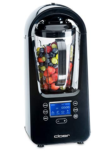 Cloer 6980 Vacuüm blender / 800 Watt / 21.000 rpm / incl. voorraadcontainer / vacuümventiel / automatische programma&#39;s / ijs-crush-functie / reinigingsfunctie / zwart, 1500 milliliter