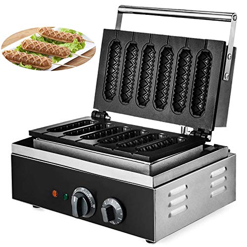 Buoqua SC-118 wafelijzer 1500 W wafelmaker machine 6 stuks lolly wafelmachine hotdog maker wafelijzer voor wafelijzer voor het maken van wafels en snuisterijken (SC-118)