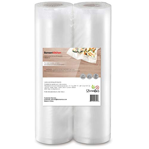 Bonsenkitchen Vacumeerrollen & zakken VOORDEELVERPAKKING -2 rollen 28 x 600 cm ,Diepvriezer en magnetron bestendig 100% BPA-vrij