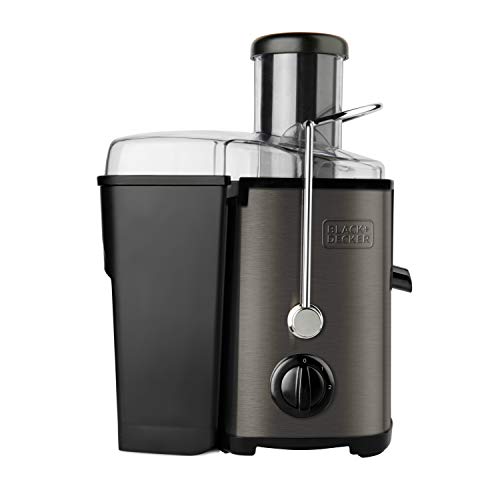 Black+Decker BXJE600E - 600W blender voor groenten en fruit, roestvrijstalen sapcentrifuge, mond van 62 mm, 2 snelheden, 2 reservoirs voor pulp en sap