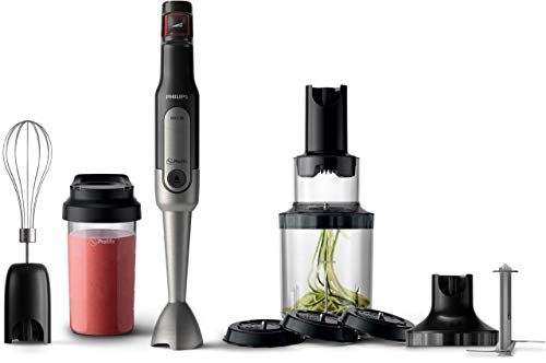 Philips Staafmixer Viva Collection - 5-in-1 Staafmixer met spiraalsnijder - Tumbler voor onderweg - Vaatwasmachinebestendige onderdelen - 800 Watt - Includief garde - Turbofunctie - HR2657/90
