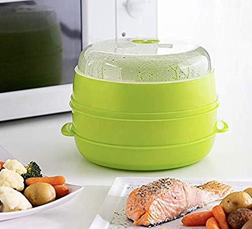InnovaGoods Fresh Magnetron Dubbele Steamer, Groen, 22 x 12/17 cm