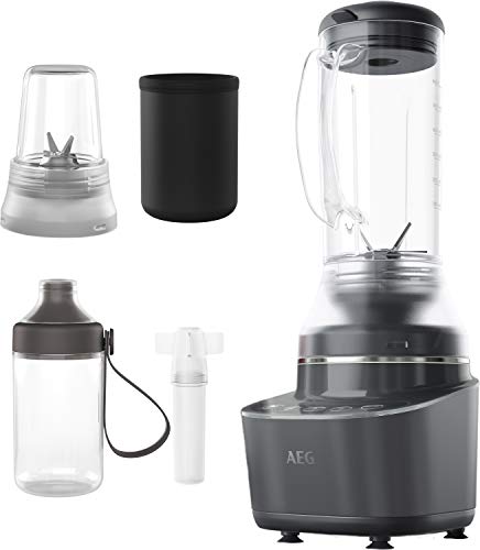 AEG CB7-1-8MTM blender (Compacte blender, 900 watt, 0,6l, turbofunctie, 4 accessoires) grijs