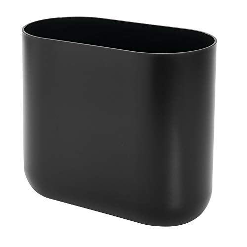 iDesign Cade vuilnisemmer voor badkamer of keuken, kleine afvalemmer van kunststof, zwart