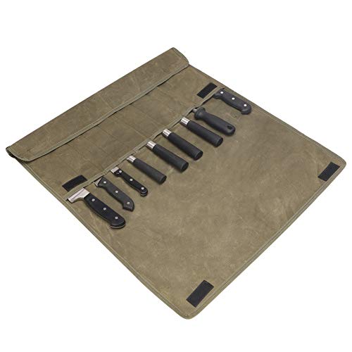 Home Keukenmes Opbergtas, Gewaxt Canvas Mes Tool Roll met 9 sleuven, Chef's Knife Roll Case Bag Kan Houden Messen tot 29